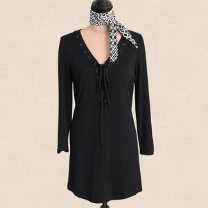 Doncaster Black Lace-Up Tunic Top L